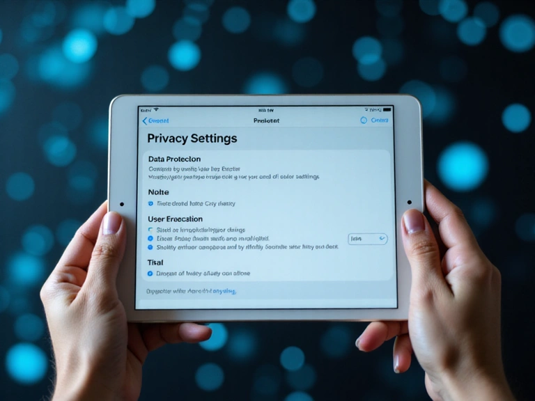 A person reviewing privacy settings on a tablet, symbolizing data protection and user control.