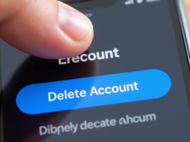 A person's finger hovering over a 'Delete Account' button on a smartphone screen, symbolizing data control and user rights.