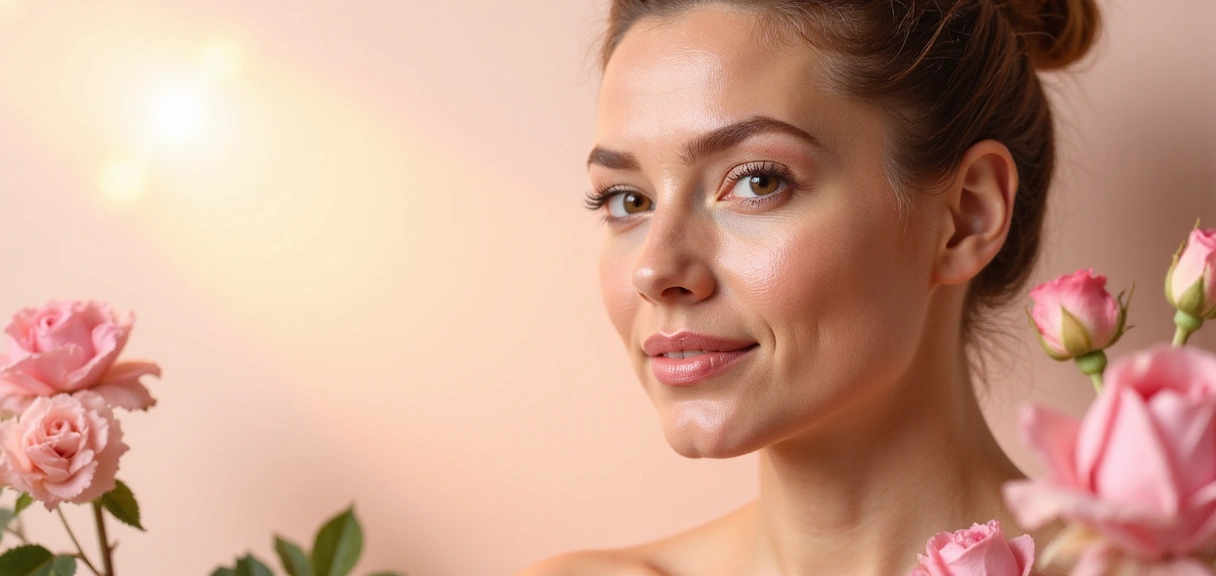 Serene woman with glowing skin, representing anti-aging skincare
